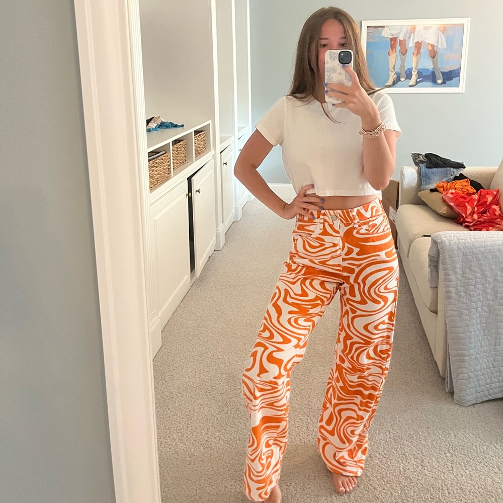 ORANGE AND WHITE SWIRL GAMEDAY PANTS